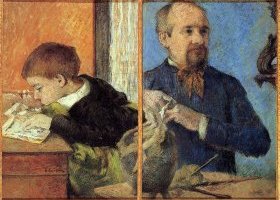 Le sculpteur Aubé et son fils