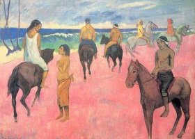 Cavaliers sur la plage