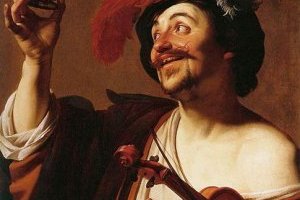 Le Joyeux Violoniste au verre de vin