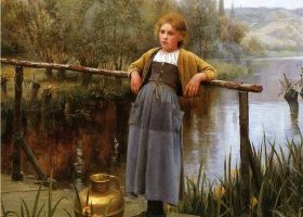Fille au bord d'une rivière Fille au bord d'une rivière