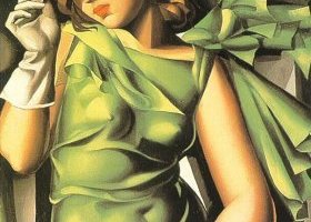 Fille en vert avec des gants