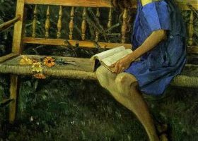 Portrait de Natasha Nesterova (Sur un banc de jardin)