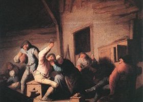 Paysans faisant la fête dans une taverne