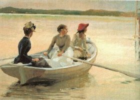 Jeunes filles en barque