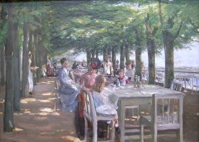 Terrasse du restaurant Jacob à Nienstedten au bord de l'Elbe