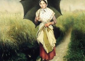 Jeune fille sous la pluie