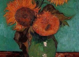 Vase avec trois tournesols 