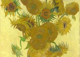 Vase avec quinze tournesols